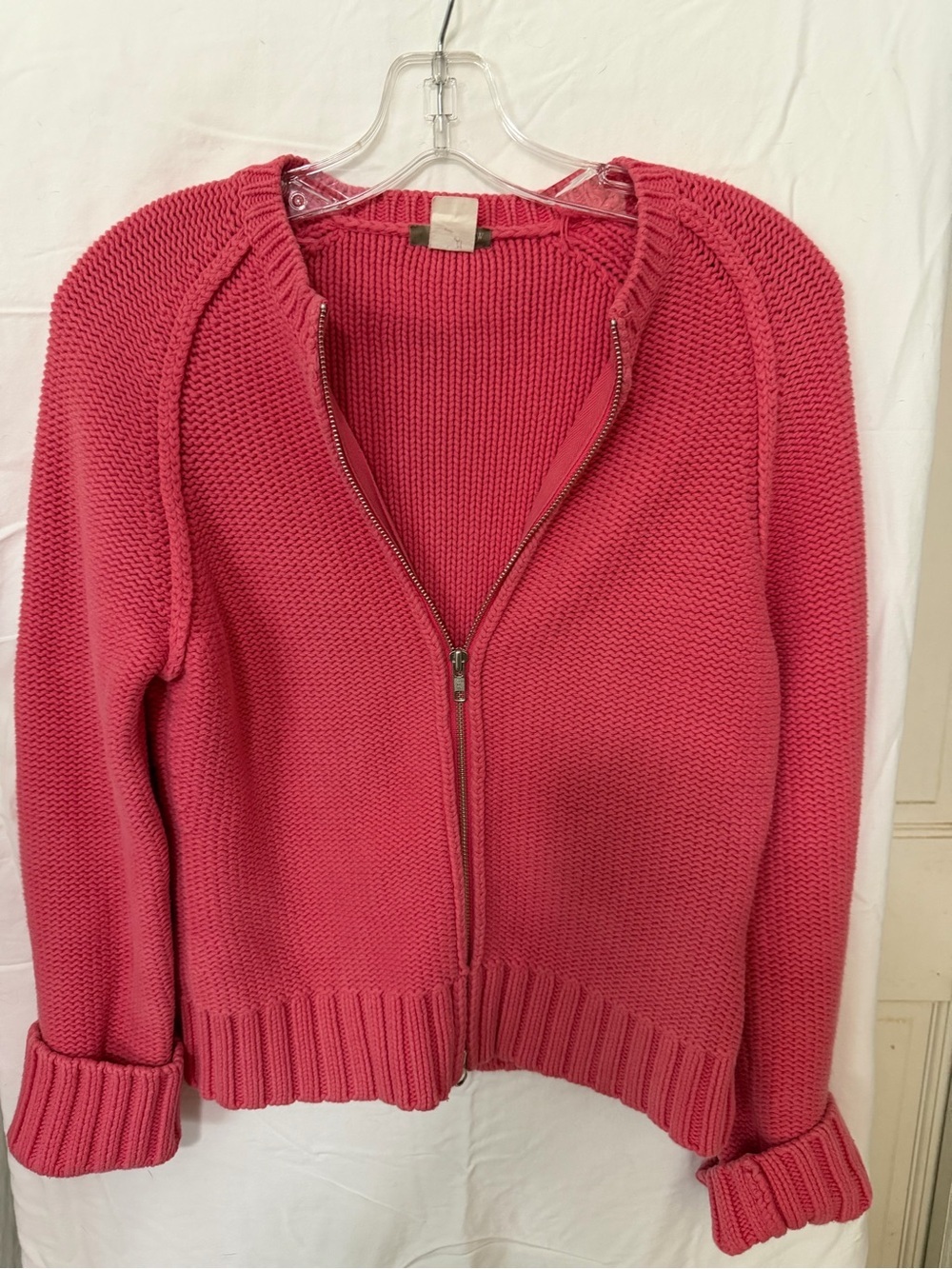 J. Crew Coral Zip-Front Knit Cardigan